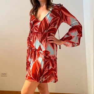 Farm Rio Azalea Blue and Red Mini Dress